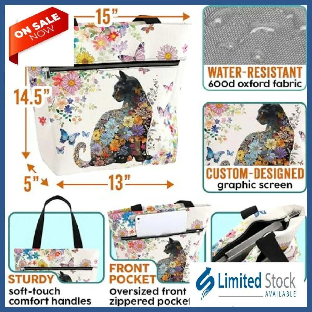Waterproof Tote Bag with Multiple Pockets for Work and Travel - Picture 3 of 8